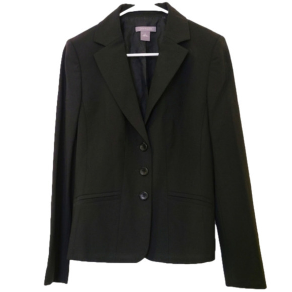 Ann Taylor Black Button Down Blazer with Button Sleeves and Front Pockets - Picture 1 of 7